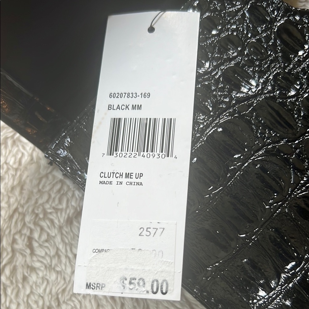 Nine West Black Croc-Embossed Clutch with Metallic Detail - Picture 4 of 14